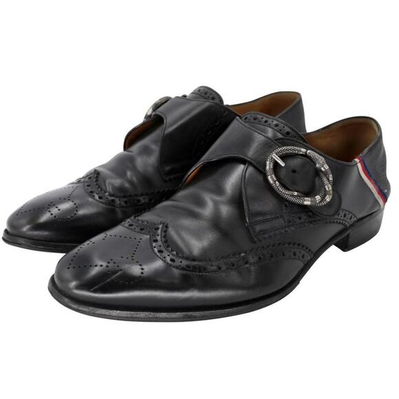 Gucci Tooled Snake Buckle 7.5 Leather  Loafers Formal Shoes GG-S0224P-A013 main image 6